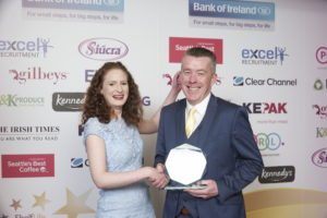 Cash and Carry Manager of the Year Garry O'Callaghan with Gillian Hamill, editor, ShelfLife magazine