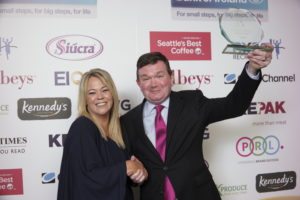 Customer Service Manager of the Year Ray O'Callaghan, Marks & Spencer Merchant's Quay, with Nikki Murran, head of grocery, Excel Recruitment