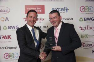 Medium Supermarket Manager of the Year David Murphy of Tesco Park Pointe, Glenageary, with Owen Clifford, head of retail convenience, Bank of Ireland 
