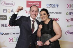 Supermarket Delicatessen Manager of the Year Denise Cummins of Herlihy's Centra, Fermoy, with Sean Cunningham, national account manager, Kepak