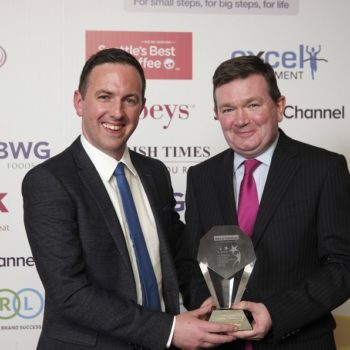 The 2018 Retail Manager of the Year title was awarded to Ray O'Callaghan of M&s Cork City, here with Owen Clifford with Owen Clifford, head of retail convenience, Bank of Ireland