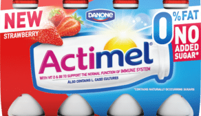 The new Actimel Fat Free with no added sugar range, is available in a range of flavours including Strawberry, Original, Multifruit and Raspberry