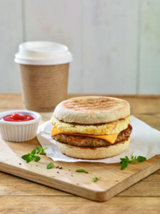 Another option ideal for breakfast and ‘brunch’, the ‘Classic build’ includes the Breakfast Muffin, Fully Cooked Sausage Pattie, cheese slice and omelette
