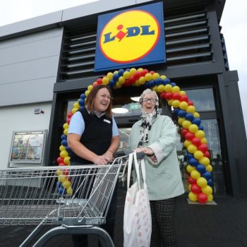 Ruth Shanley, Lidl Fortunestown Store Manager and Maura Brown, from Citywest, Dublin the stores first customer
