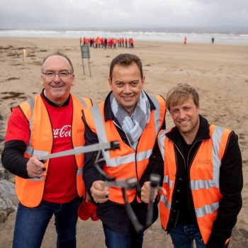 John McGowan, General Manager, Ballina Beverages, Matthieu Seguin, General Manager of Coca-Cola HBC Ireland and Northern Ireland, and Kian Egan, coastal conservation champion