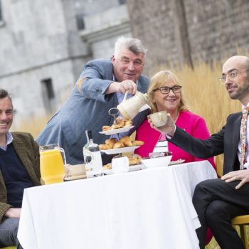 Justin Green, Owner, Ballyvolane House, Martin Shanahan, Owner, Fishy Fishy Restaurant, Maura Hunter of MH Designs Ltd, mark the occasion with Gerardo Larios Rizo, Bank of Ireland head of hospitality