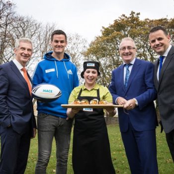 Mace's new advertising and social media campaign was launched by Willie Byrne, MD of BWG Foods, rugby star Johnny Sexton, actress Shiela Moylette, Leo Crawford, Group CEO of BWG Group and Daniel O’Connell, MACE Sales Director