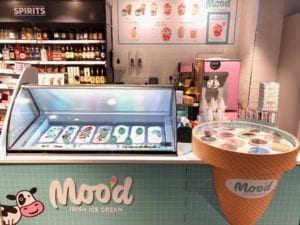 Innovative features are evident throughout the store, such as this enticing Moo’d ice cream concept