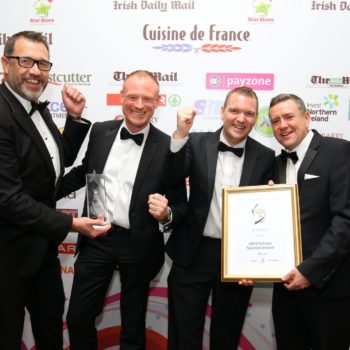 Winners of the C-Store Supplier of the Year Award, Phil Campbell, Keith O’Sullivan and Kevin Fitzgerald of Aryzta Food Solutions, presented by Billy Massey, retail operations manager, Gala