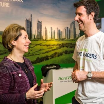 Tara McCarthy (Bord Bía CEO) with Tom Tully, industry talent manager, at the Farmers Journal Careers Expo