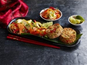 Thai Style Fishcakes (€2.50 for pack of two) offer a mix of aromatic free cod and salmon fishcakes, blended with fragrant Thai spices