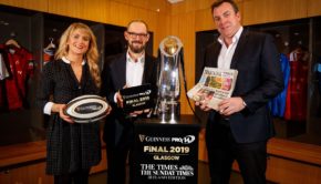 Laurie Kelly, Group marketing manager, News Ireland with Richard Bogie, general manager, News Ireland and Dermot Rigley, commercial & Marketing director, PRO14 Rugby