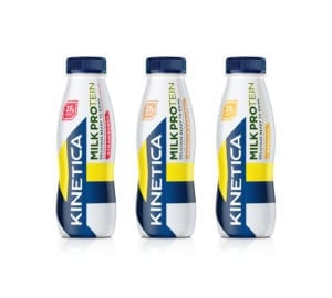 Kinetica Protein Milk offers 27g of protein per serving, with zero fat and only 170 calories
