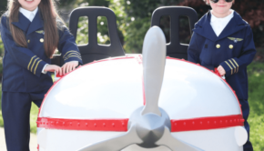 Brooke Foy and Oliver Morley, both aged six, pose to help launch the new Flight School at Tayto Park