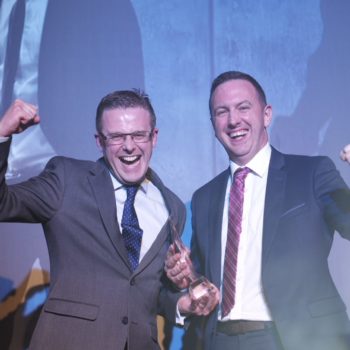Donnie Christian, Grocery Retail Manager of the Year 2019, celebrates with sponsor Owen Clifford of Bank of Ireland