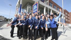 The team at Aldi Royal Canal Park celebrste the hi-tech new store's opening