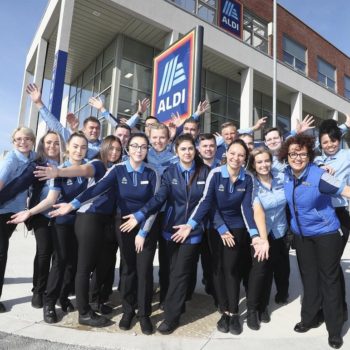 The team at Aldi Royal Canal Park celebrste the hi-tech new store's opening