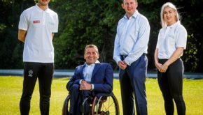 Jordan Lee, high-jumper; Niall Anderton, MD of Circle K Ireland; John Fulham, President of Paralympics Ireland; Orla Comerford, sprinter