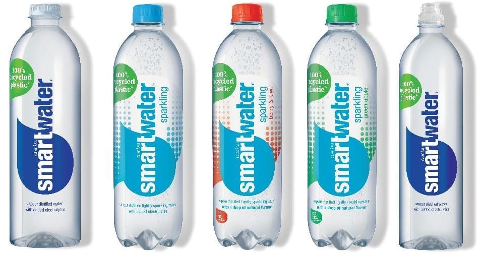 Worth €1.17m, the Glacéau Smartwater brand now uses 100% recycled plastic bottles