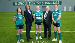 Molly Scuffil-McCabe, Paul Henderson, CEO of dmg media, Aoife Wafer, Declan Madden, President IRFU, Ruth Campbell